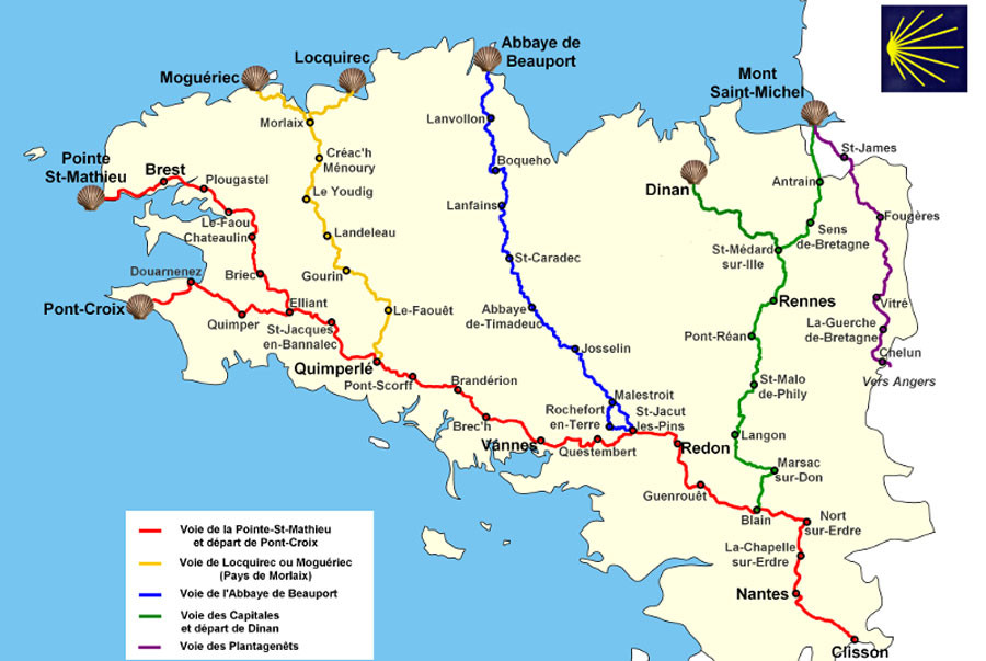 Carte chemin Saint Jacques de Compostelle