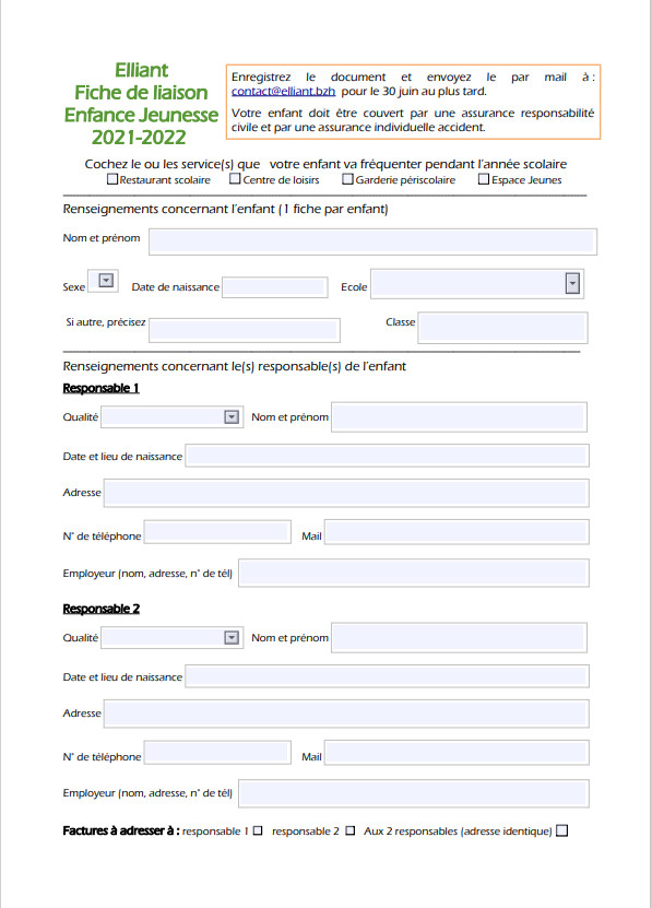 Fiche de liaison enfance jeunesse / Fichennliammañ bugale yaouankiz